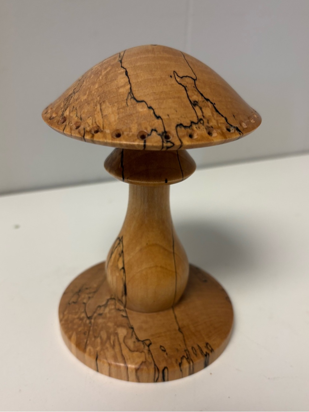 Hand Turned Spalted Maple Mushroom Earring Stand/Holder